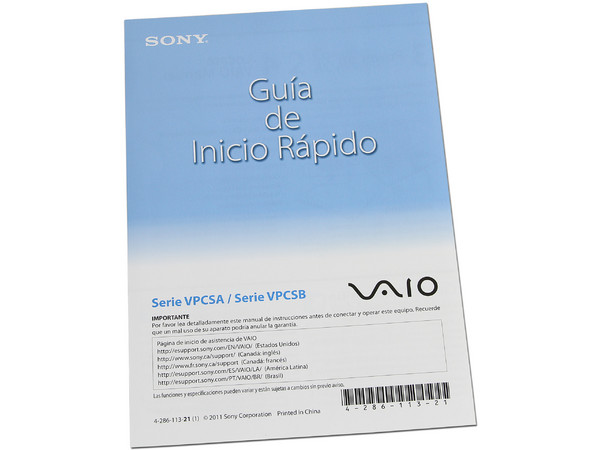 Laptop Sony Vaio VPCSB25FL:
Procesador Intel Core i5-2410M (2.3 GHz),
Memoria de 4GB DDR3, Disco Duro de 640GB,
Pantalla LED de 13.3