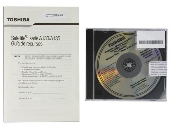 Portátil Toshiba Satellite A135-SP5819,
Procesador Intel Celeron M 520 (1.6GHz),
Memoria de 1GB, Pantalla 15.4
