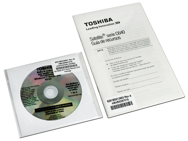 Laptop Toshiba Satellite C645D-SP4016M:
Procesador AMD V140 (2.3GHz),
Memoria de 2GB DDR3, Disco Duro de 320GB,
Video ATI Mobility Radeon HD 4250,
Pantalla LCD LED HD de 14”, DVD/RW Super-Multi DL,
Red Inalámbrica 802.11b/g/n,
Windows 7 Starter