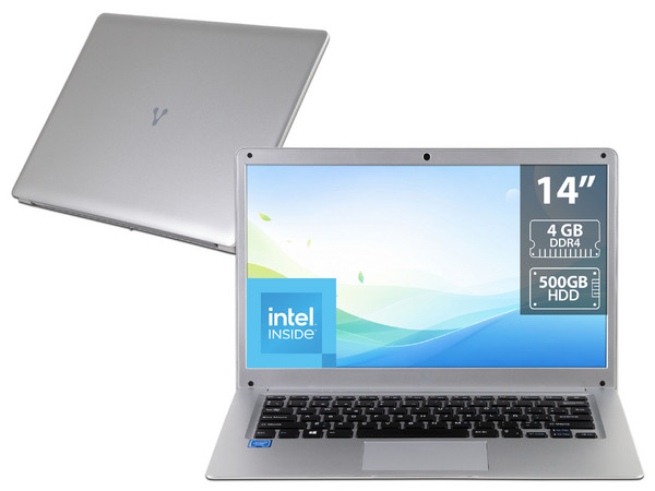Laptop Vorago Alpha Plus:
Procesador Intel Celeron N3350 (hasta 2.40 GHz),
Memoria de 4GB DDR4,
Disco Duro de 500GB,
SSD de 64GB,
Pantalla de 14