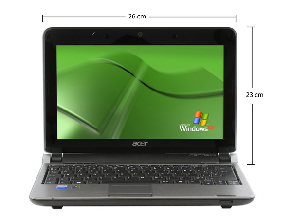 Netbook Acer Aspire One:
Procesador Intel Atom N270 (1.60 GHz),
Memoria de 1GB DDR II,  Almacenamiento Interno 160GB,
Pantalla de 10.1