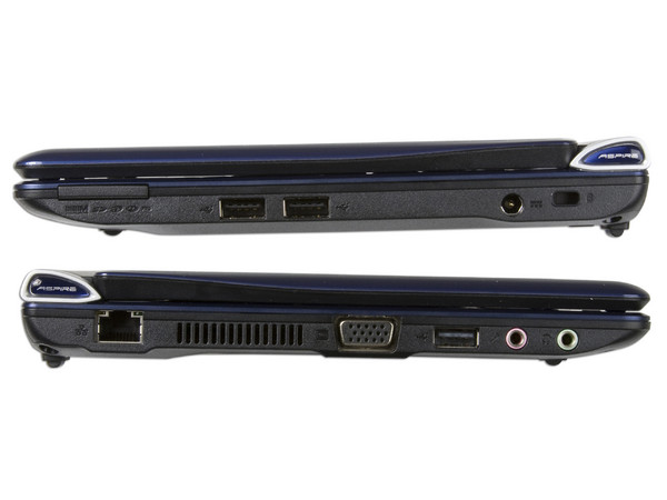 Netbook Acer Aspire One:
Procesador Intel Atom N270 (1.60 GHz),
Memoria de 1GB DDR II,  Almacenamiento Interno 160GB,
Pantalla de 10.1