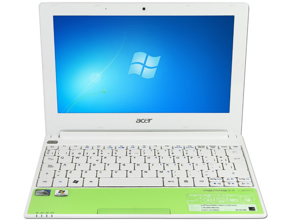 Netbook Acer Aspire ONE HAPPY:
Procesador Intel Atom N455 (1.66GHz),
Memoria de 1GB DDR3,  Disco Duro 250GB,
Pantalla LED de 10.1