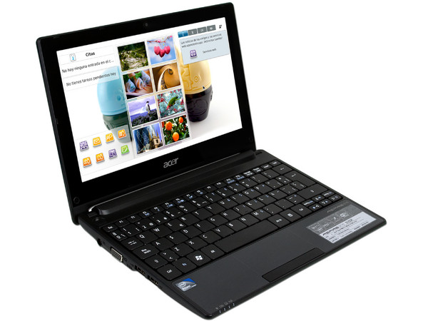 Netbook Acer Aspire ONE D255E-13836:
Procesador Intel Atom N455 (1.66GHz),
Memoria de 1GB DDR3,  Disco Duro 250GB,
Pantalla LED de 10.1