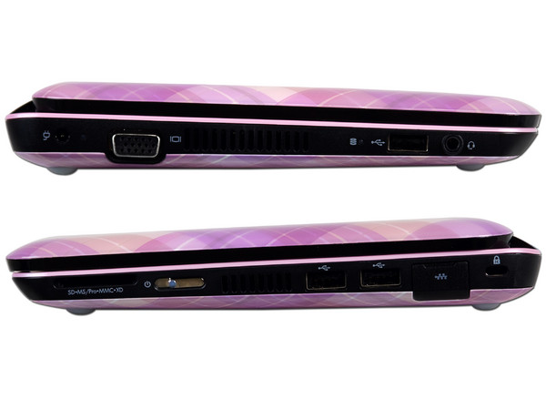 Netbook HP Mini 210-1129LA,
Procesador Intel Atom N455 (1.66 GHz),
Memoria 1GB DDR3, Pantalla LED 10.1”,
Disco Duro de 250GB, Red 802.11b/g/n,
Windows 7. Color Rosa