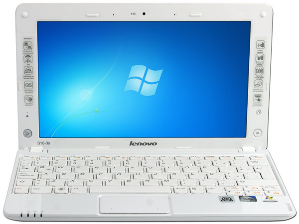 Netbook Lenovo IdeaPad S10-3s,
Procesador Intel Atom N450 (1.66 GHz),
Memoria 1GB DDR2, Pantalla LED 10.1”,
Disco Duro de 160GB, Red 802.11b/g/n,
Windows 7. Color Blanca