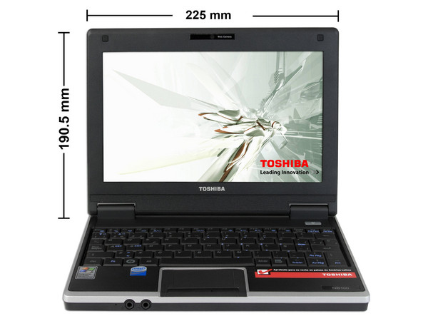 Netbook Toshiba NB105:
Procesador Intel Atom N270 (1.60 GHz),
Memoria de 1GB DDR II, Disco Duro de 160GB,
Pantalla de 8.9