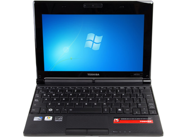Netbook MiniToshiba NB505-SP0164:
Procesador Intel Atom N455 (1.66 GHz),
Memoria de 1GB DDR2, DD 250GB,
Pantalla HD LED  de 10.1