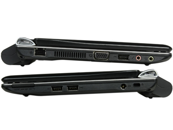 Netbook eMachines 250-1575:
Procesador Intel Atom N270 (1.60 GHz),
Memoria de 1GB DDR II,  Almacenamiento Interno 160GB,
Pantalla de 10.1