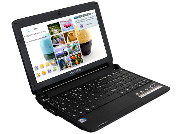 Netbook eMachines 350-2941:
Procesador Intel Atom N450 (1.66GHz),
Memoria de 1GB DDR2,  Disco Duro 160GB,
Pantalla LED de 10.1