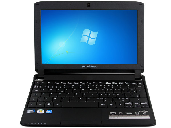 Netbook eMachines 350-2665:
Procesador Intel Atom N450 (1.66 GHz),
Memoria de 1GB DDR II,  Almacenamiento Interno 160GB,
Pantalla de 10.1