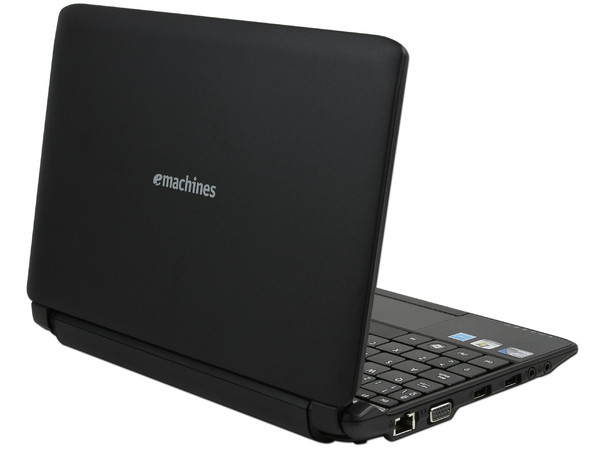 Netbook eMachines 350-2818:
Procesador Intel Atom N450 (1.66 GHz),
Memoria de 1GB DDR II, Almacenamiento Interno 250GB,
Pantalla de 10.1