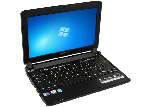 Netbook eMachines 350-2818:
Procesador Intel Atom N450 (1.66 GHz),
Memoria de 1GB DDR II, Almacenamiento Interno 250GB,
Pantalla de 10.1