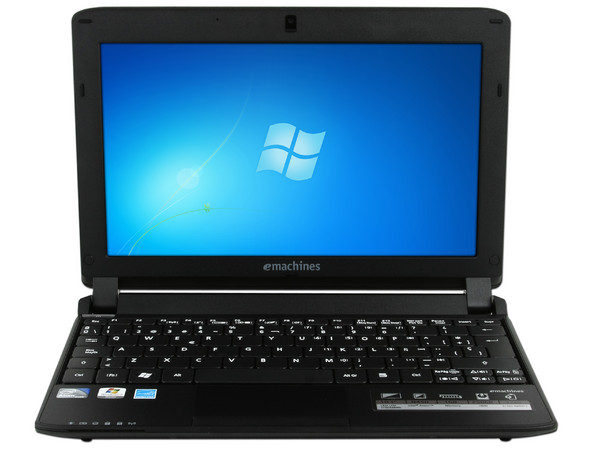 Netbook eMachines 350-2818:
Procesador Intel Atom N450 (1.66 GHz),
Memoria de 1GB DDR II, Almacenamiento Interno 250GB,
Pantalla de 10.1