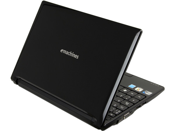 Netbook eMachines 355-1609:
Procesador Intel Atom N570 (1.66 GHz),
Memoria de 1GB DDR3, Disco Duro 250GB,
Pantalla LED de 10.1