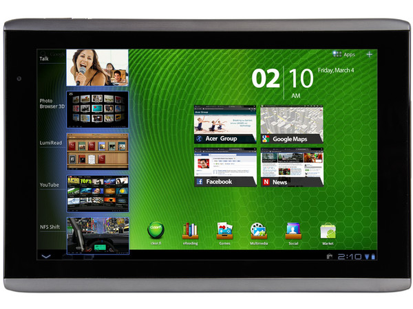 Tablet Acer Iconia Tab A500 con Android 3.0 (Honeycomb), Wi-Fi, 2 Cámaras, Pantalla LED Multitouch de 10.1