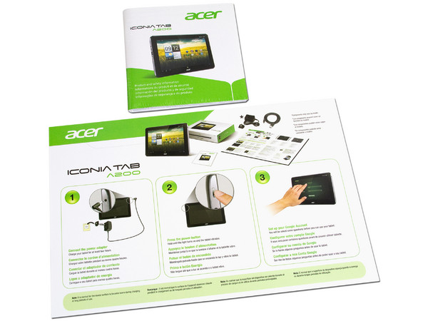 Tablet Acer Iconia Tab A200 con Android 3.2 (Honeycomb), Wi-Fi, Cámara frontal de 2MP, Pantalla MultiTouch de 10.1
