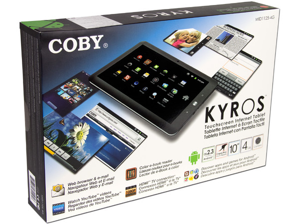Tablet Coby Kyros con Android 2.3, Wi-Fi, Cámara, Pantalla Multi-touch Capacitiva de 10.1