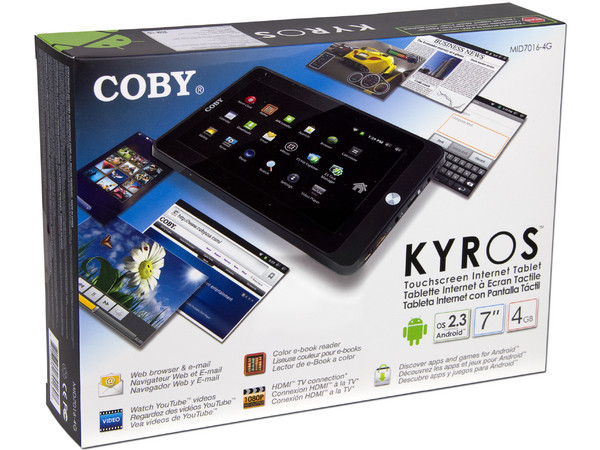 Tablet Coby Kyros con Android 2.3, Wi-Fi, Pantalla Touch Resistiva de 7
