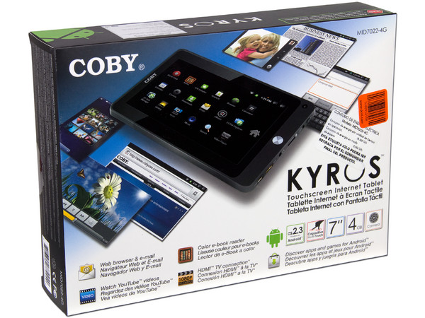 Tablet Coby Kyros con Android 2.3, Wi-Fi, Cámara, Pantalla Multi-touch Capacitiva de 7