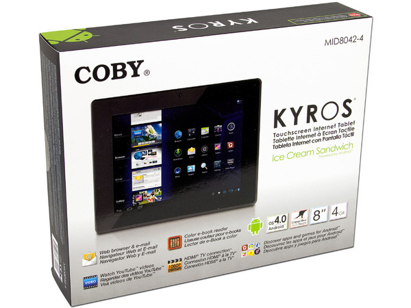 Tablet Coby Kyros con Android 4.0, Wi-Fi, Cámara, Pantalla Multi-touch Capacitiva de 8