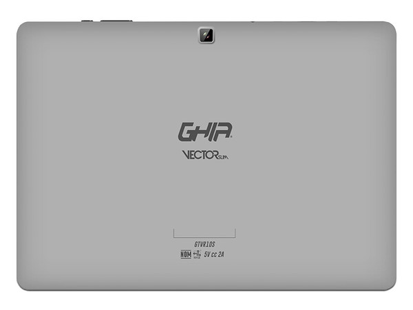Tablet GHIA Vector Slim GTVR10SG, 
Procesador Quad-Core (1.7 GHz), 
Memoria RAM de 1GB, Almacenamiento de 16GB, 
Pantalla LED Multi touch de 10.1