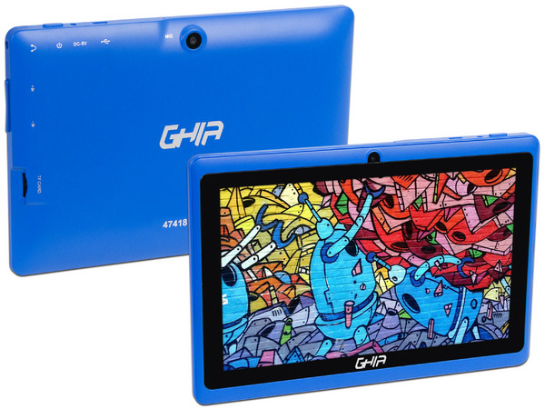 Tablet GHIA Any QUATTRO+ 47418,
Procesador Cortex A33 Quad Core (1.3GHz),
Memoria RAM de 1GB, Almacenamiento 8GB,
Pantalla Multi-touch de 7