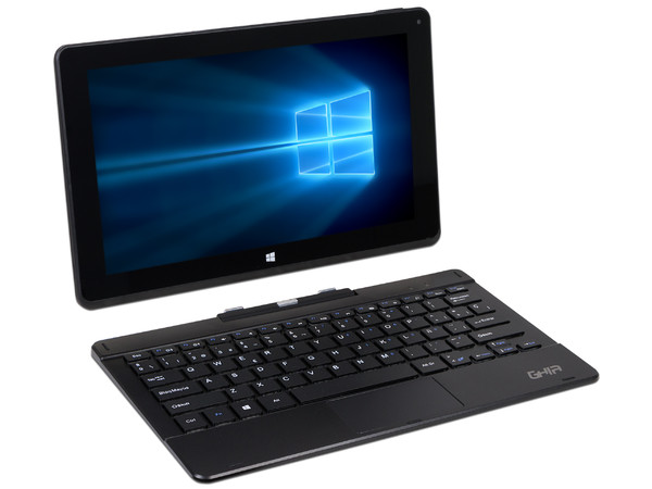Laptop 2 en 1 GHIA Blaze:
Procesador Intel Atom Z8350 (hasta 1.92 GHz),
Memoria de 2GB LPDDR3,
Almacenamiento de 32GB,
Pantalla de 11.6