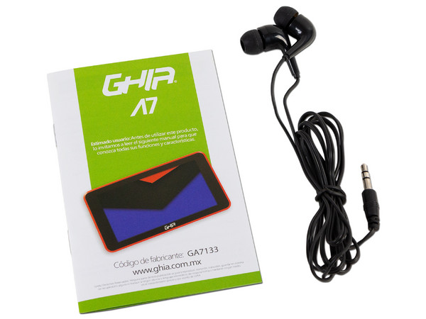 Tablet GHIA A7 WiFi:
Procesador A133 Quad Core hasta 1.5GHz,
Memoria RAM de 1GB, Almacenamiento de 16GB,
Pantalla LED Multi Touch de 7
