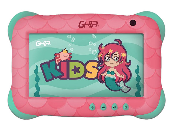 Tablet GHIA Kids 7: 
Procesador A133 Quad Core (hasta 1.5GHz), 
Memoria RAM de 2GB, Almacenamiento de 32GB, 
Pantalla LED Multi Touch de 7