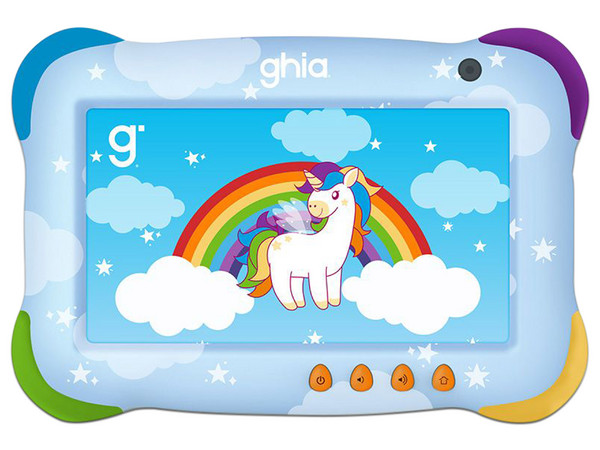 Tablet GHIA KIDS Unicornio:
Procesador Penta-Core (hasta 1.8 GHz), 
Memoria RAM de 4GB, Almacenamiento de 64GB, 
Pantalla LED Multi-Touch de 7