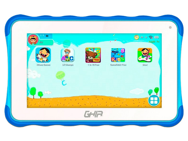Tablet GHIA 7 Toddler GT133A:
Procesador A133 Quad Core (hasta 1.5GHz),
Memoria RAM de 1GB, Almacenamiento de 16GB,
Pantalla LED Multi Touch de 7