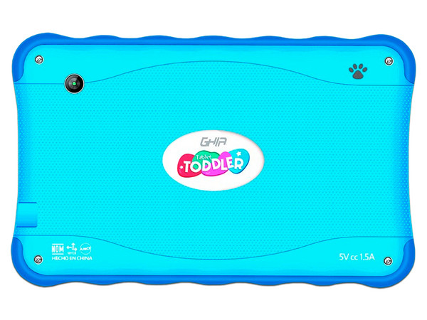 Tablet GHIA 7 Toddler GT133A:
Procesador A133 Quad Core (hasta 1.5GHz),
Memoria RAM de 1GB, Almacenamiento de 16GB,
Pantalla LED Multi Touch de 7