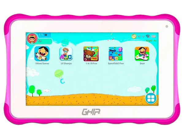 Tablet GHIA 7 Toddler,
Procesador Quad-Core (1.50 GHz),
Memoria RAM de 1GB,
Almacenamiento de 16GB,
Pantalla LED Multi touch de 7