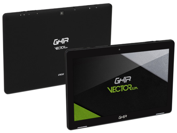 Tablet GHIA Vector Slim 10.1: 
Procesador Quad Core A50 (1.80 GHz), 
Memoria RAM de 1GB, Almacenamiento de 16GB, 
Pantalla LED Multi Touch de 10.1