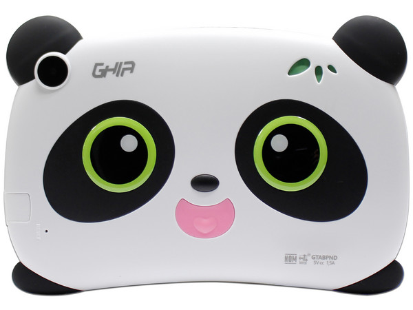 Tablet GHIA Kids Panda 7:
Procesador Quad-Core (1.2 GHz),
Memoria RAM de 1GB, Almacenamiento de 8GB,
Soporta microSD, Pantalla de 7