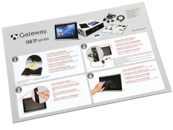 Tablet Gateway Tab con Android 3.0 (Honeycomb), Wi-Fi, 2 Cámaras, Pantalla LED Multitouch de 10.1