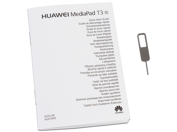 Tablet Huawei MediaPad T3 10:
Procesador Quad-core (1.40 GHz),
Memoria RAM de 3GB, Almacenamiento de 32GB,
Pantalla LED Multi-touch de 9.6