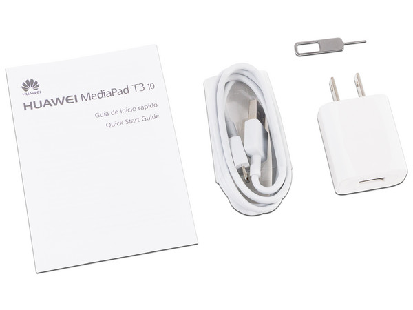 Tablet Huawei MediaPad T3 10:
Procesador Quad Core (hasta 1.4 GHz),
Memoria RAM de 2GB, Almacenamiento de 16GB, 
Pantalla LED Multi touch de 9.6