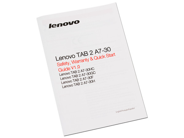 Tablet Lenovo Tab 2 A7-30 Pearl White con Android 4.4, Wi-Fi, 1 Cámara, Pantalla LED Multitouch IPS de 7