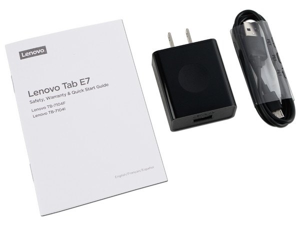 Tablet Lenovo E7 TB-7104F:
Procesador Mediatek MT8167 Quad Core (hasta 1.50GHz),
Memoria RAM de 1 GB,
Almacenamiento de 8GB,
Pantalla LED Multi-touch de 7