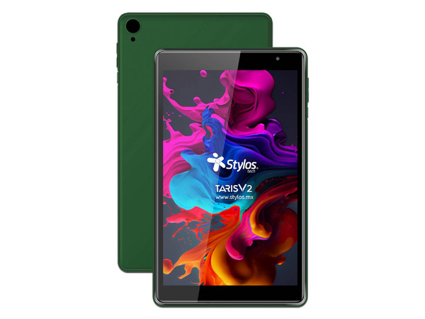 Tablet Stylos Taris V2: 
Procesador Quad Core (hasta 1.3 GHz),
Memoria RAM de 2GB, Almacenamiento de 32GB,
Pantalla LED Multi Touch de 8