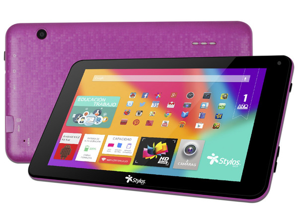 Tablet Stylos Taris:
Procesador Quad Core,
Memoria RAM de 1GB, Almacenamiento interno de 8GB,
Cámaras: 0.3MP/2MP, Pantalla LED de 7