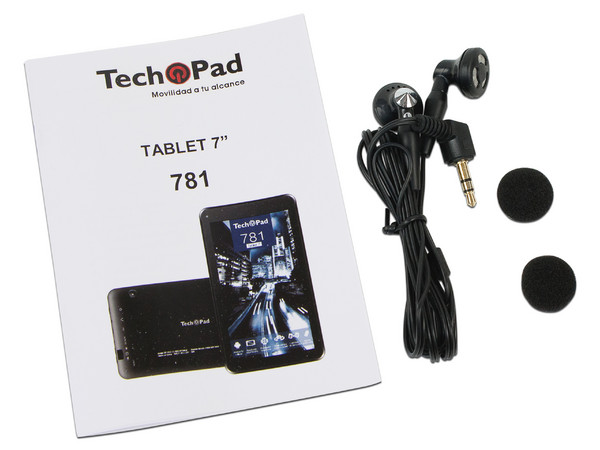 Tablet Tech Pad 781N:
Procesador Quad Core (1.0 GHz),
Memoria RAM de 1GB, Almacenamiento de 8GB,
Soporta microSD, Pantalla de 7