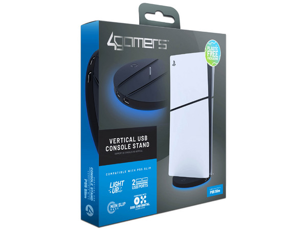 Soporte Vertical 4Gamers SP-SVS-4G, Compatible con PlayStation 5 Slim, Color Negro.