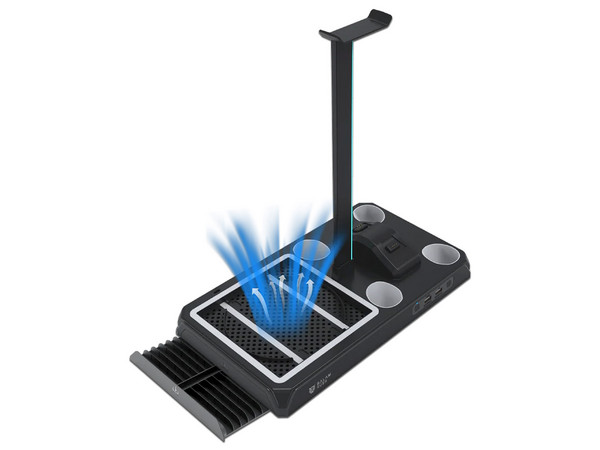 Base Enfriadora Balam Rush Froost Xtreme BE660, Compatible con Xbox Series X/Xbox Series S, Soporte para Audífonos, USB, Estación de Carga para controles, Iluminación RGB. Color Negro.