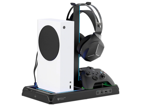 Base Enfriadora Balam Rush Froost Xtreme BE660, Compatible con Xbox Series X/Xbox Series S, Soporte para Audífonos, USB, Estación de Carga para controles, Iluminación RGB. Color Negro.