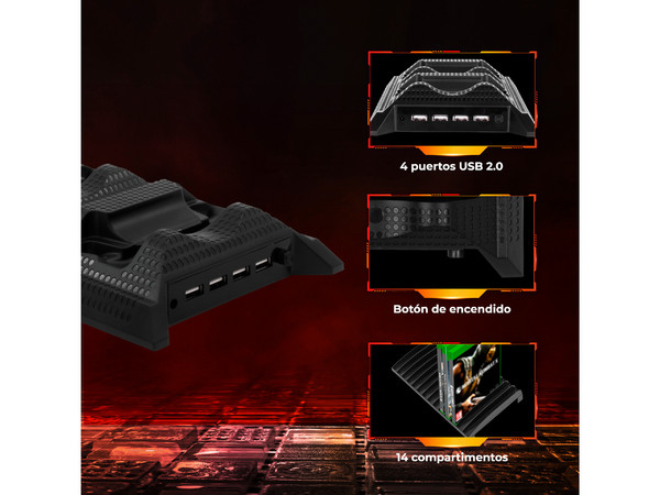 Base Enfriadora IMMORTAL IMGTXB para Xbox One Slim, USB. Color Negro.