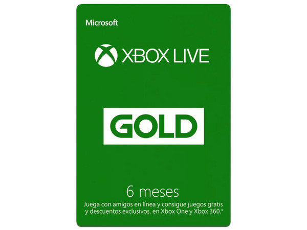 Membresía Xbox Live Gold, código digital por 6 meses. 