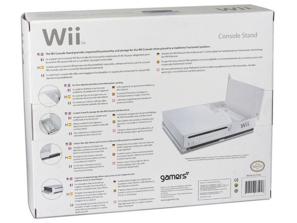 Base horizontal para nintendo Wii con compartimentos para guardar controles y el sensor bar